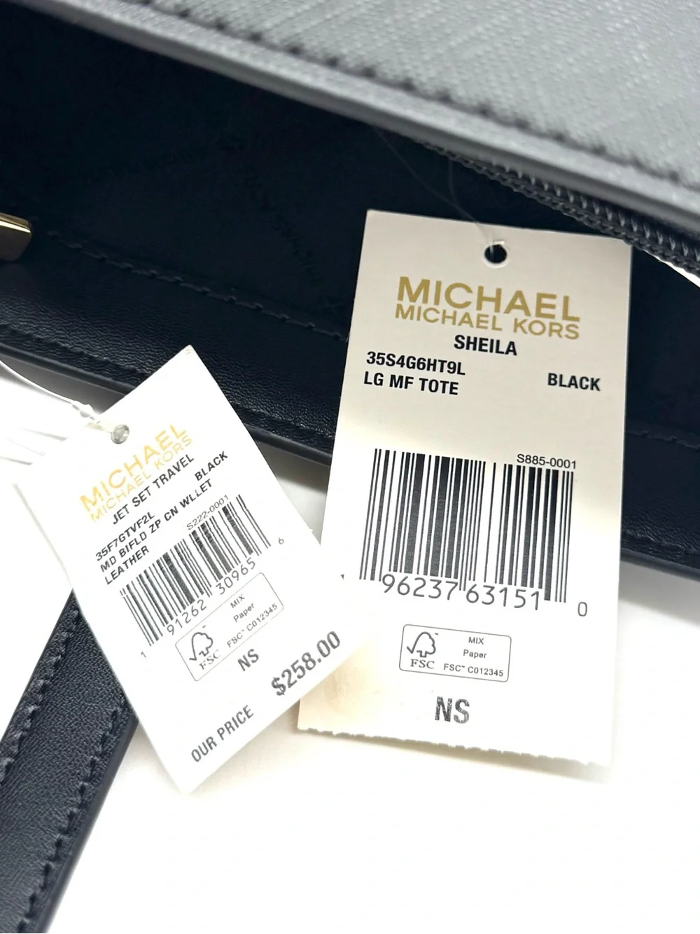 Michael Kors Bag Large Sheila Mf Tote Bag & Large Trifold Wallet Black/Gold